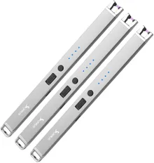 SUPRUS Electric Arc Windproof USB Lighter ((Silver, 3 Pack)