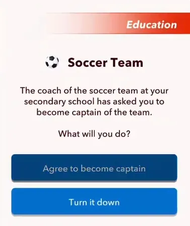 Soccer team captain offer in bitlife
