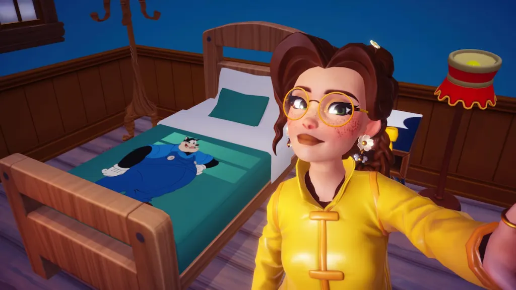 pete motif on goofy bed in disney dreamlight valley