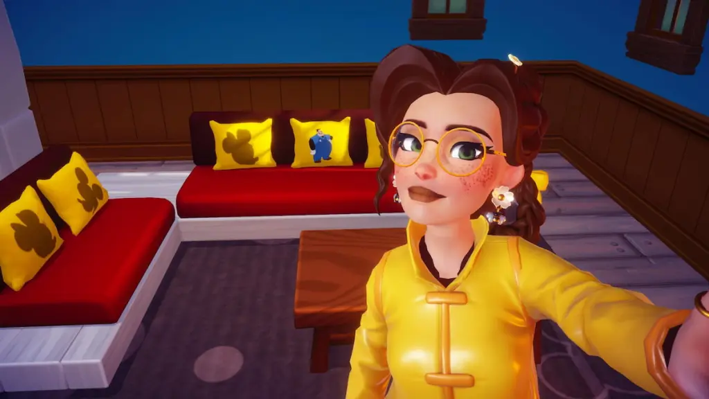 Pete motif on goofy couch in disney dreamlight valley