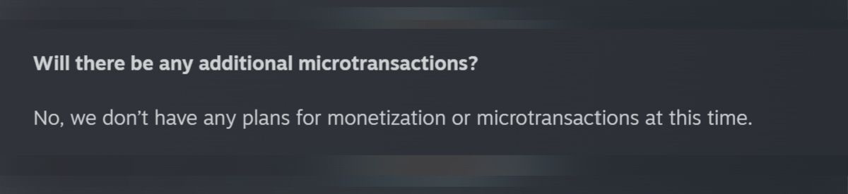 A screenshot from the Star Wars Zero Company Q&A on Steam, specifically a question about microtransactions.