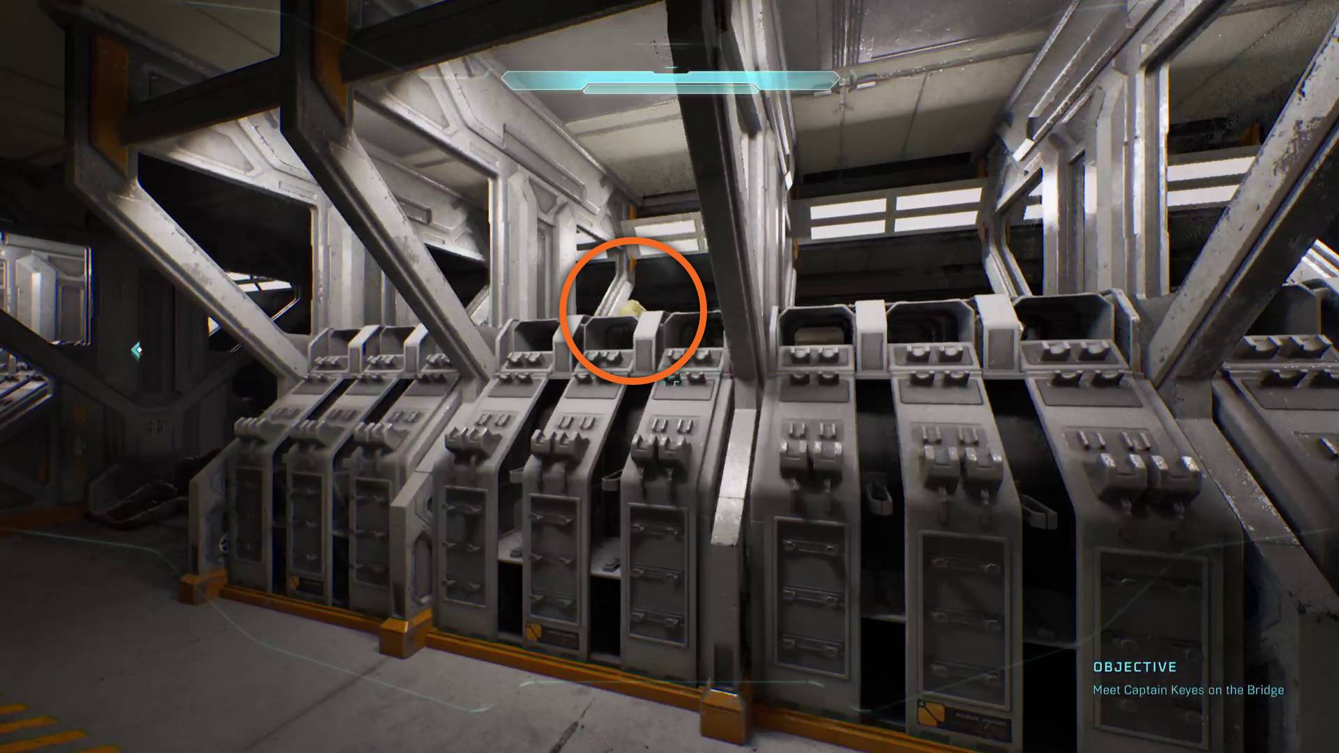 Halo Campaign Evolved Pillar of Autumn Skull on armory weapon rack