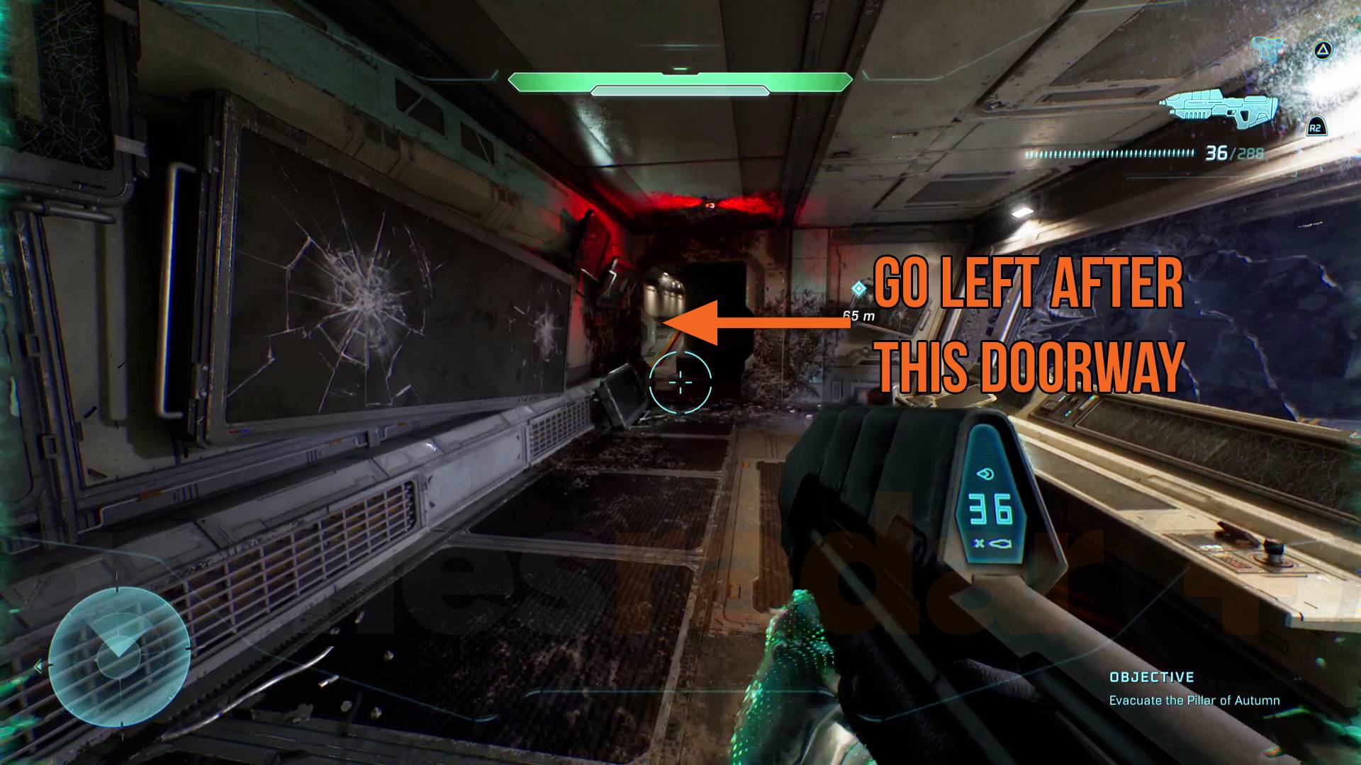 Halo Campaign Evolved Pillar of Autumn Terminal directions from upper cryo control room