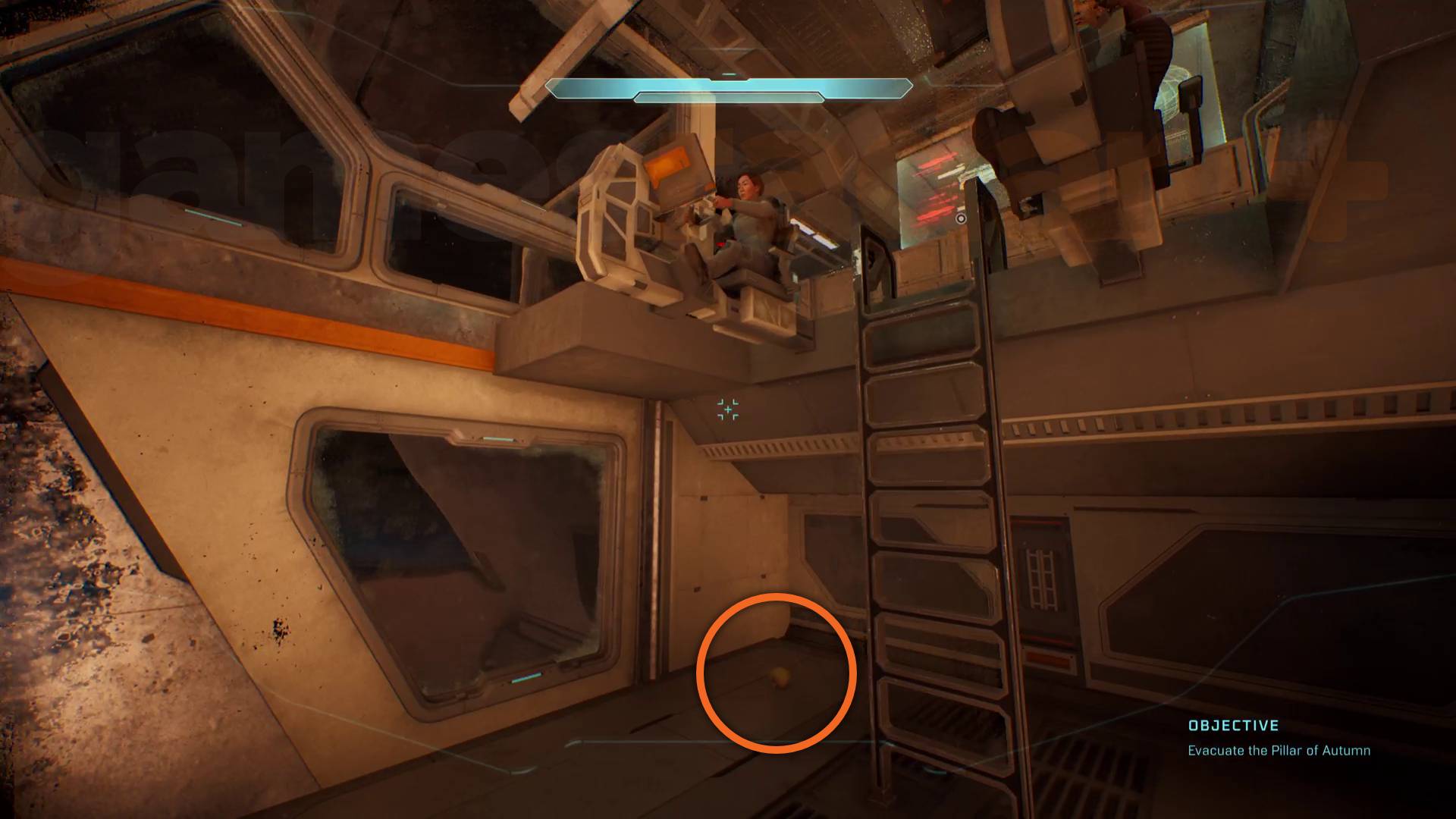 Halo Campaign Evolved Pillar of Autumn skull under pilots on the bridge