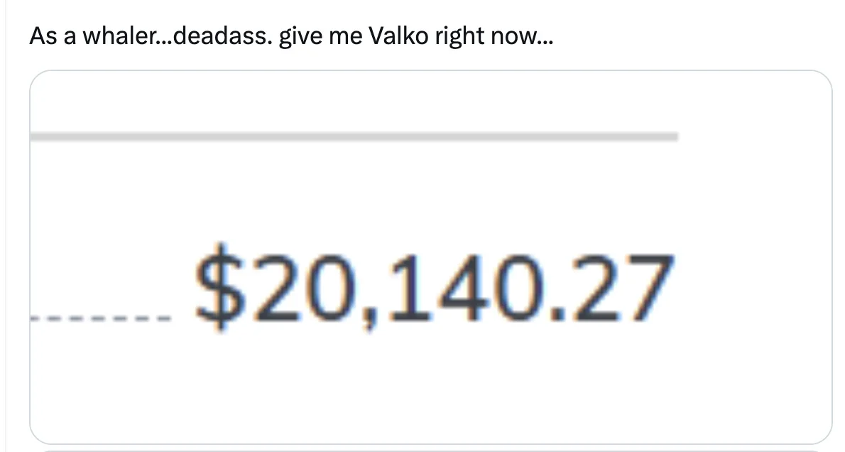 A screenshot of a Love and deepspace whale showing off a five-figure bank account