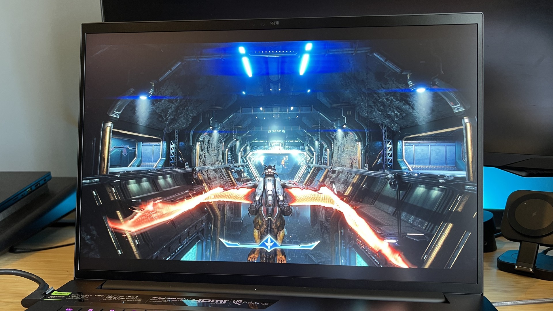 Razer Blade 18 gaming laptop screen shown running Doom: The Dark Ages