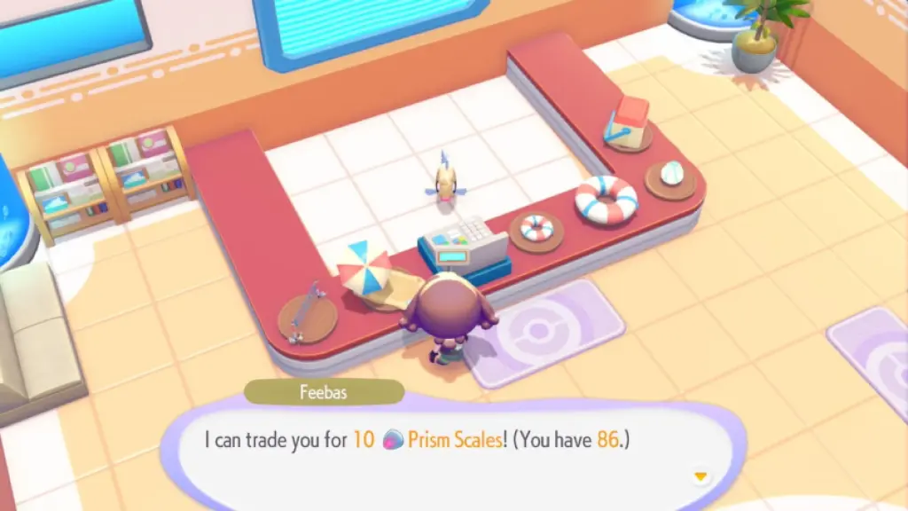 Exchanging prism scales for prizes in pokopia