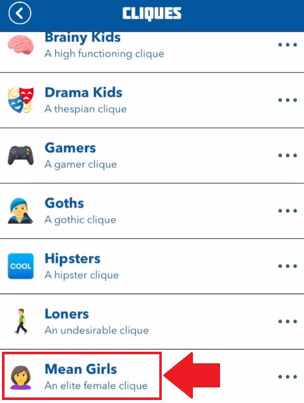 Mean girls clique marked in bitlife