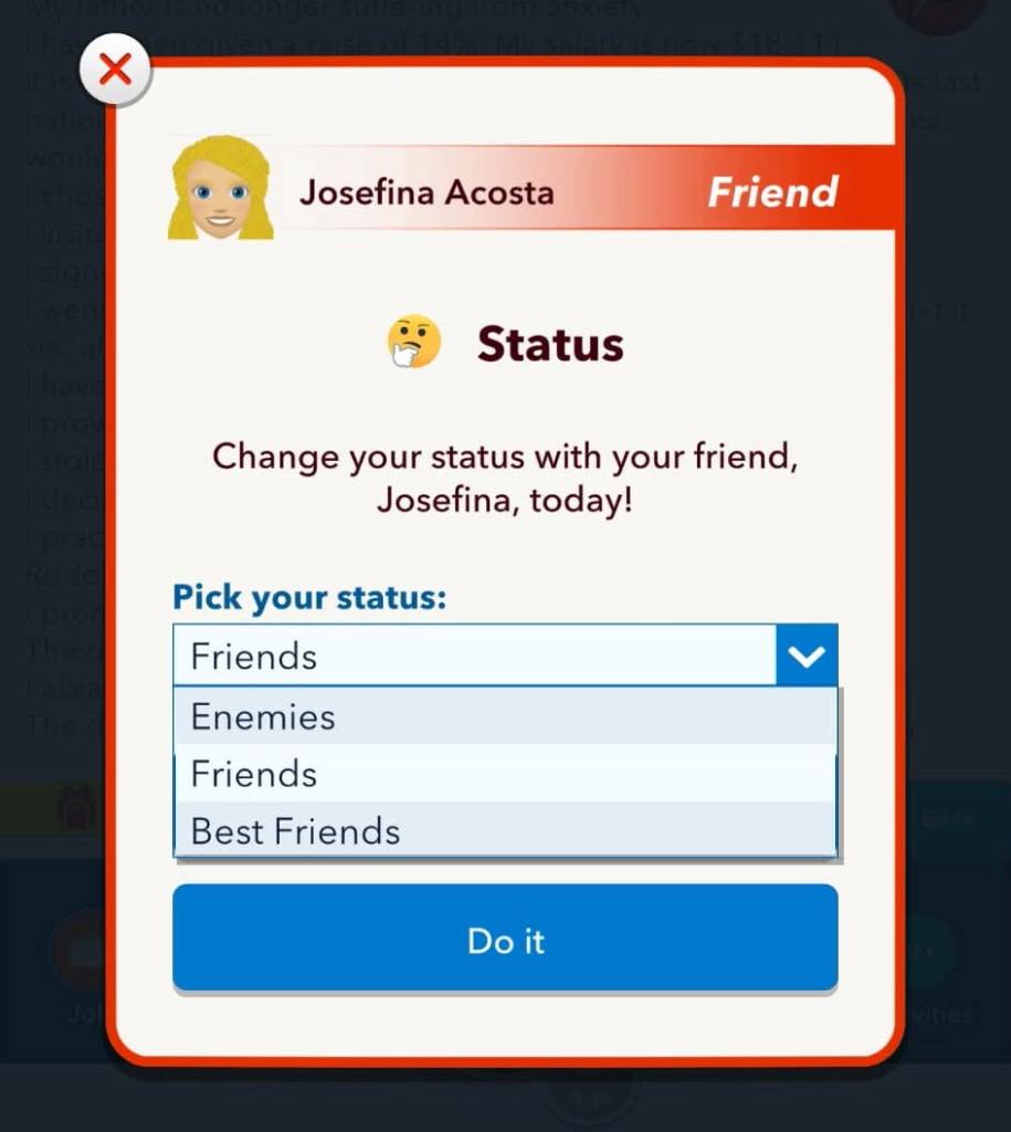 Changing relationship to enemies in bitlife