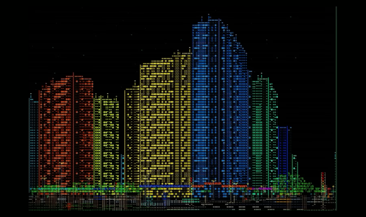 Lone game dev builds an explorable cyberpunk city almost entirely out of ASCII characters