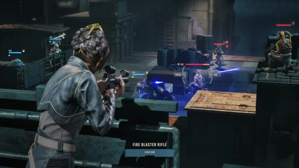 A sharpshooter aiming at enemies in Star Wars Zero Company
