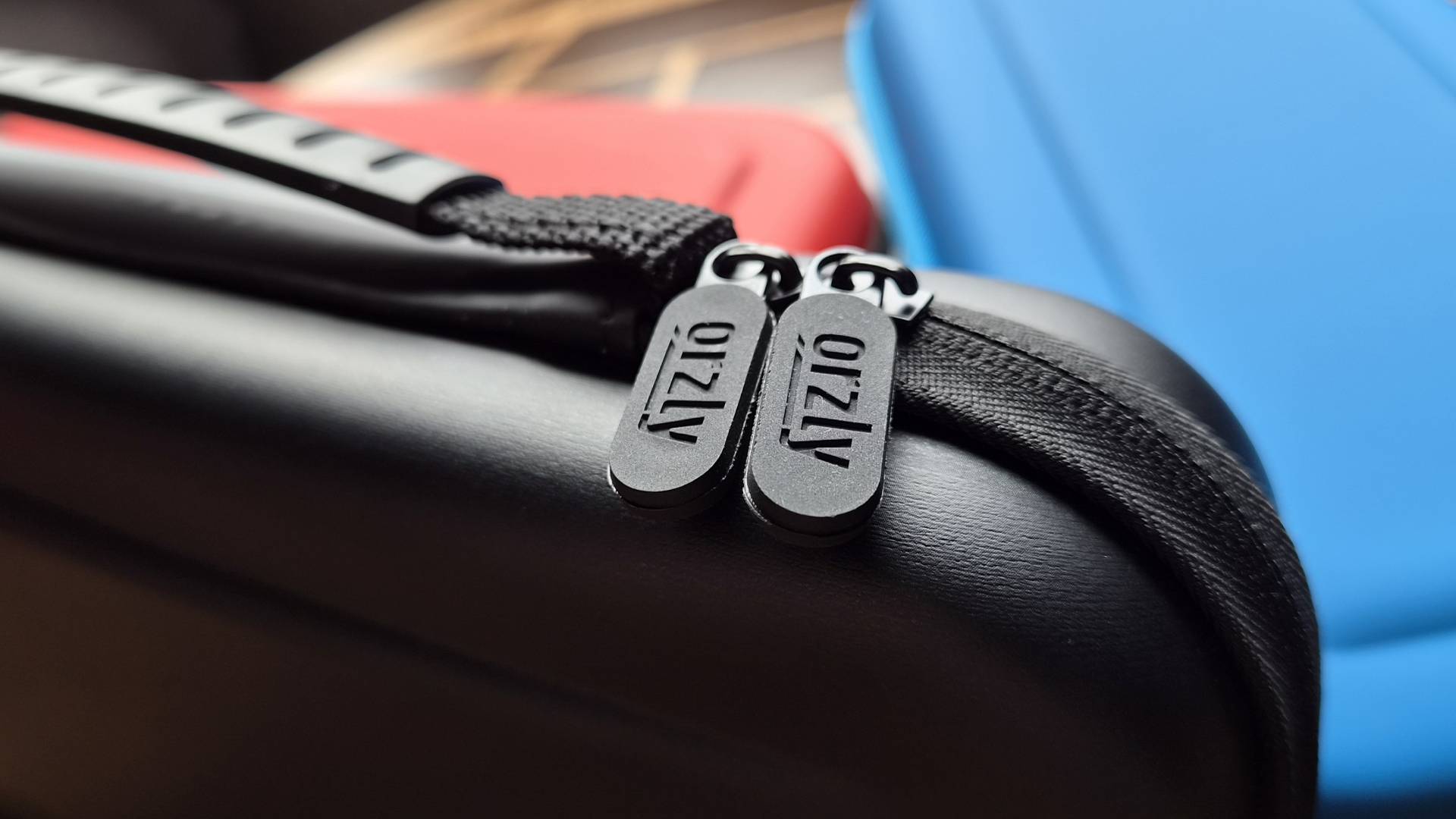 Photo of the zips of the Orzly Carrying Case for Nintendo Switch 2.