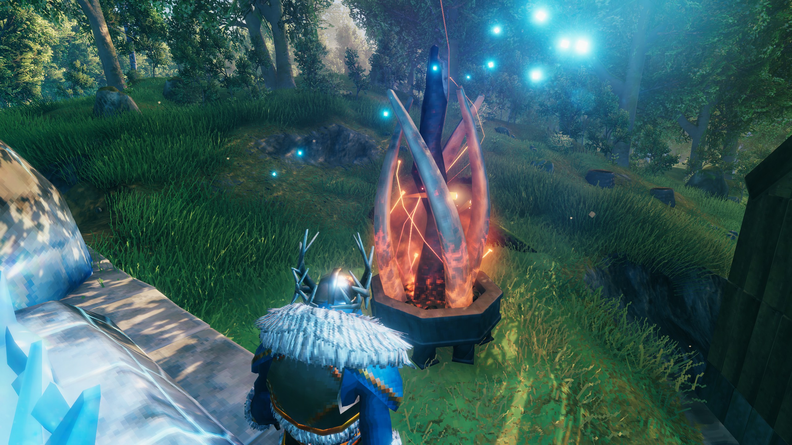 Viking looking at glowing monument