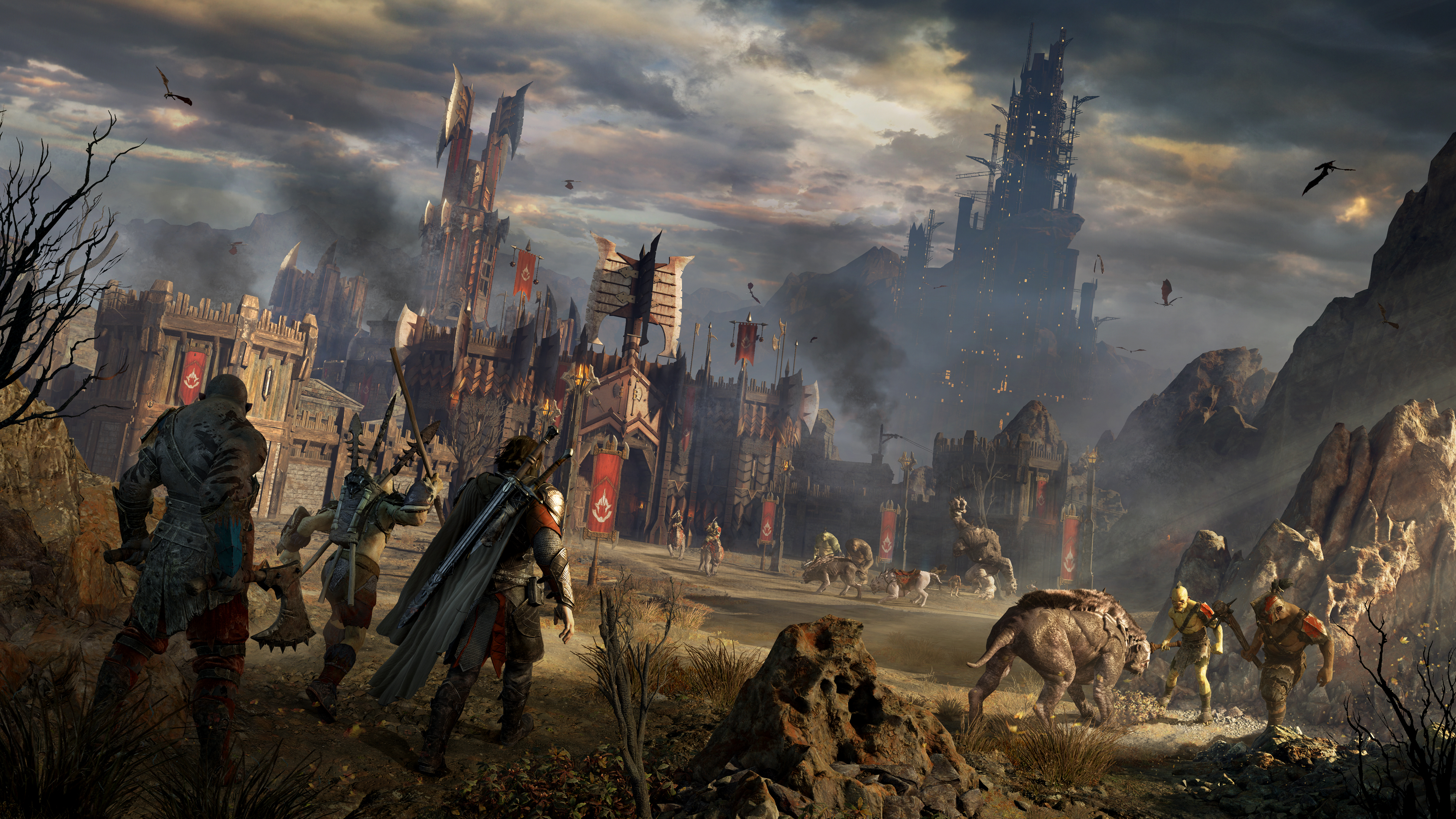 Talion approaching an orc fort in Middle-earth: Shadow of War.